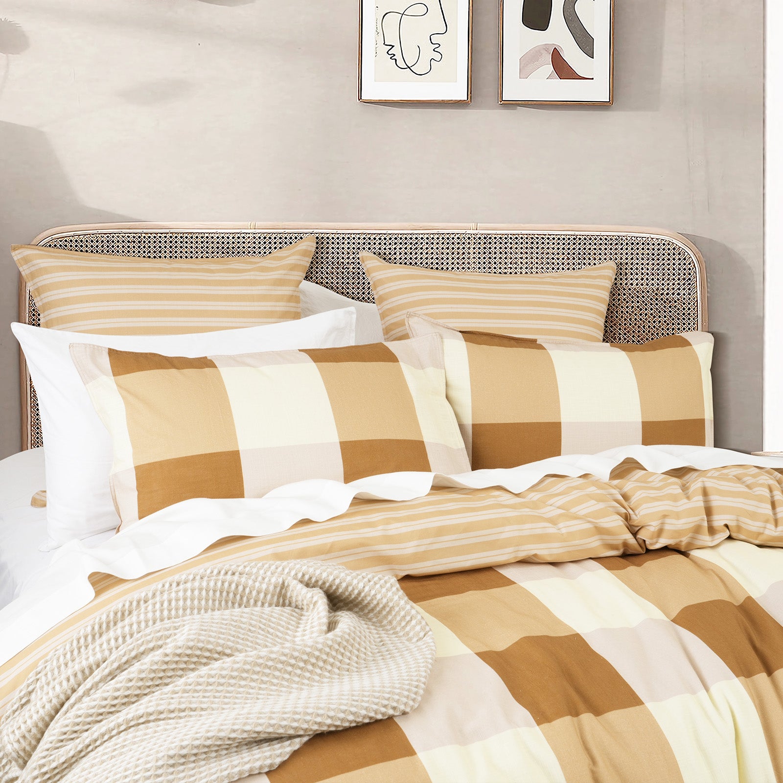 Renee Taylor 300 TC Cotton Reversible Quilt Cover Sets - Berlin Checks Renee Taylor