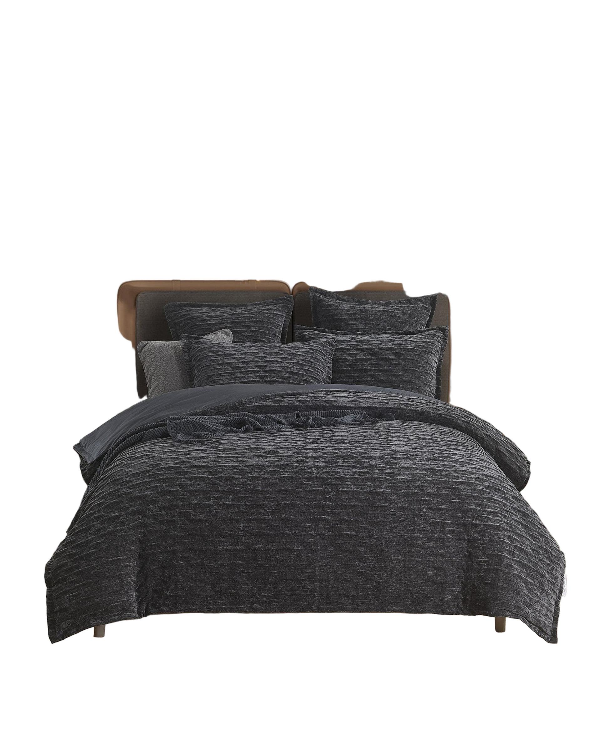 Renee Taylor Atlantis Jacquard Quilt Cover Set - Onyx Renee Taylor