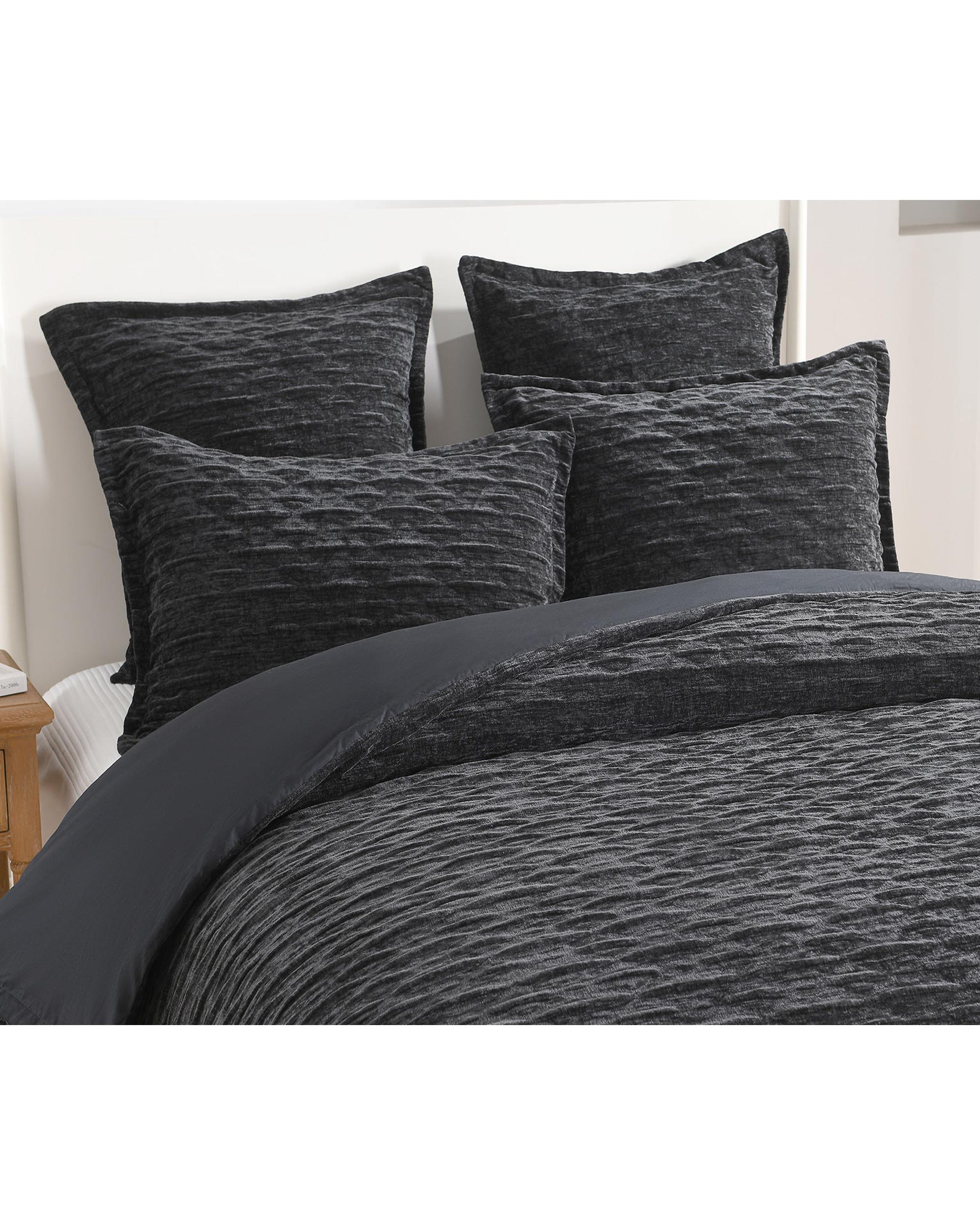 Renee Taylor Atlantis Jacquard Quilt Cover Set - Onyx Renee Taylor