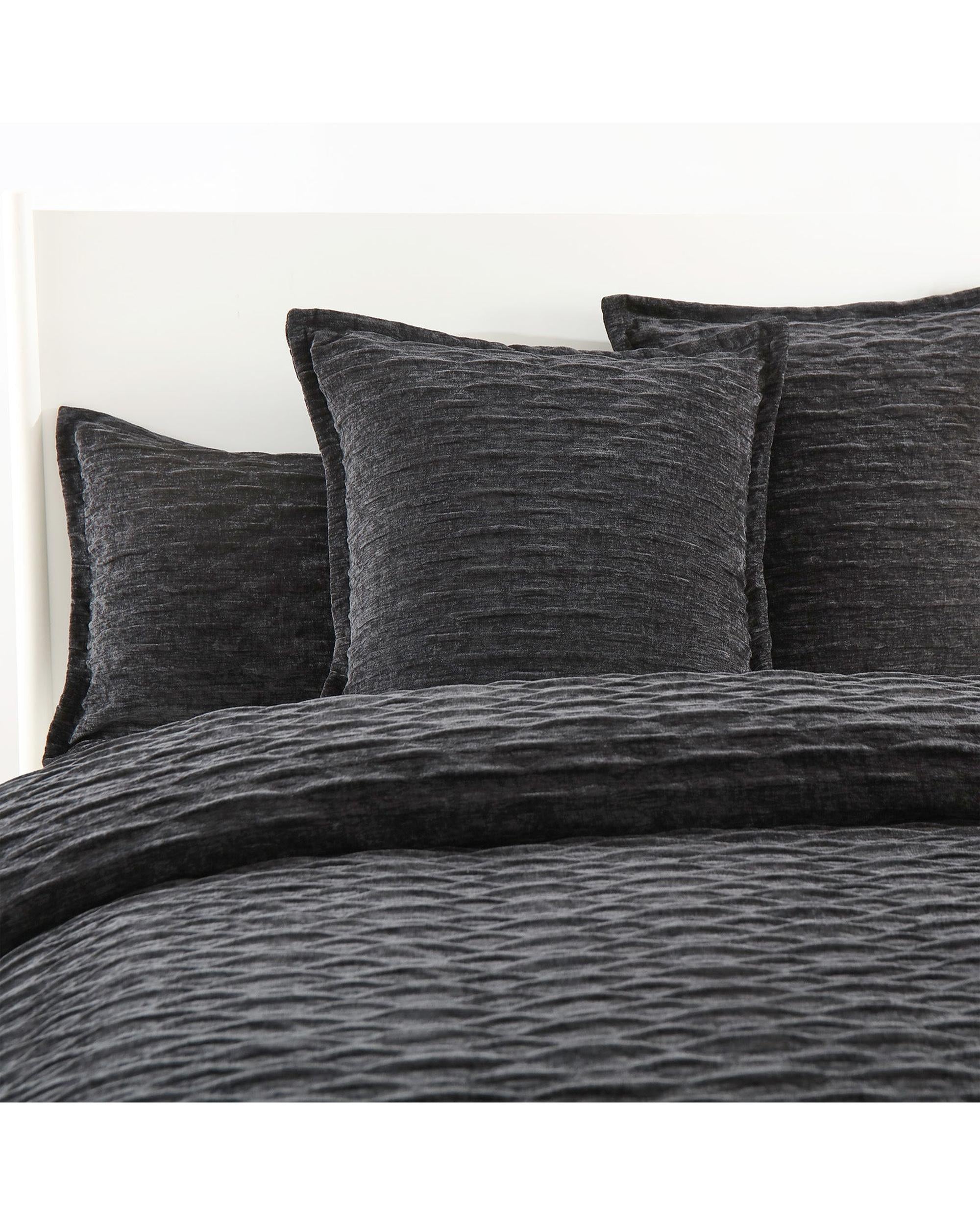 Renee Taylor Atlantis Jacquard Quilt Cover Set - Onyx Renee Taylor