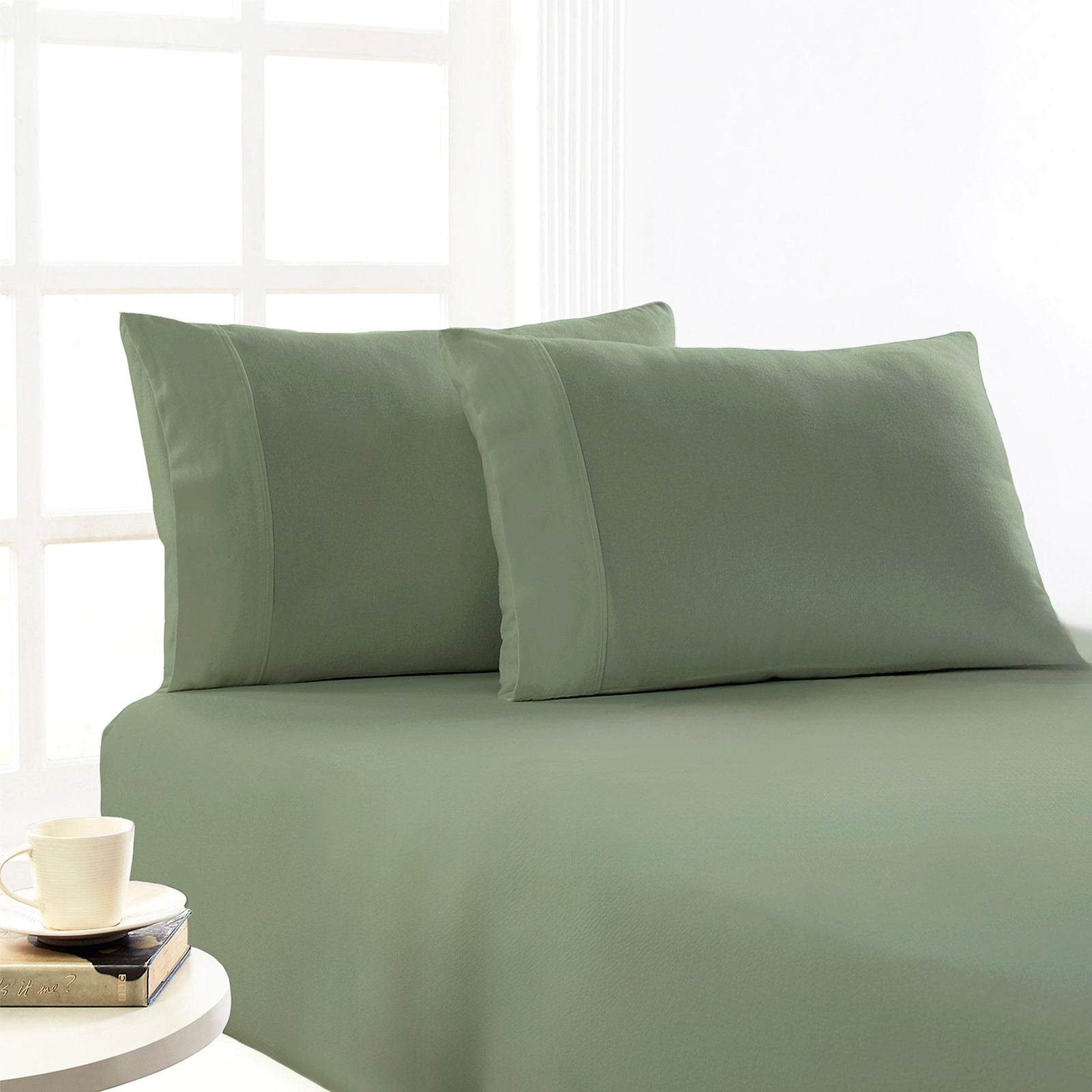 Park Avenue 175 GSM Egyptian Cotton Flannelette Fitted and Pillowcase Set - JUNIPER Park Avenue