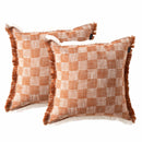 Renee Taylor Noah Checkered Stone washed Yarn-dyed Cushion Twin Pack 50 x 50 Cms Feather Filled Terracotta