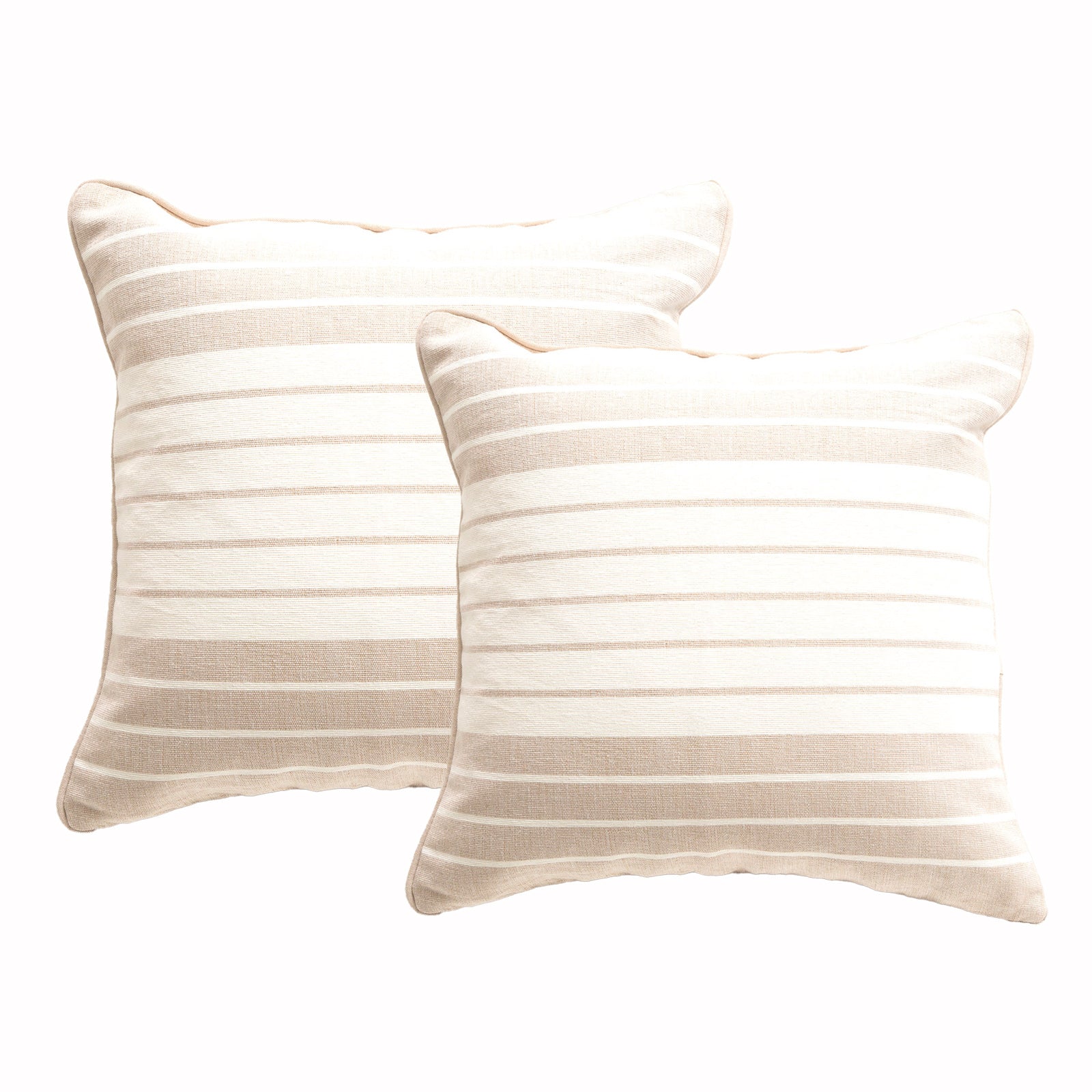 Palma Stripe Stone washed Yarn-dyed Cushion Twin Pack 50 x 50 Cms Feather Filled Nude