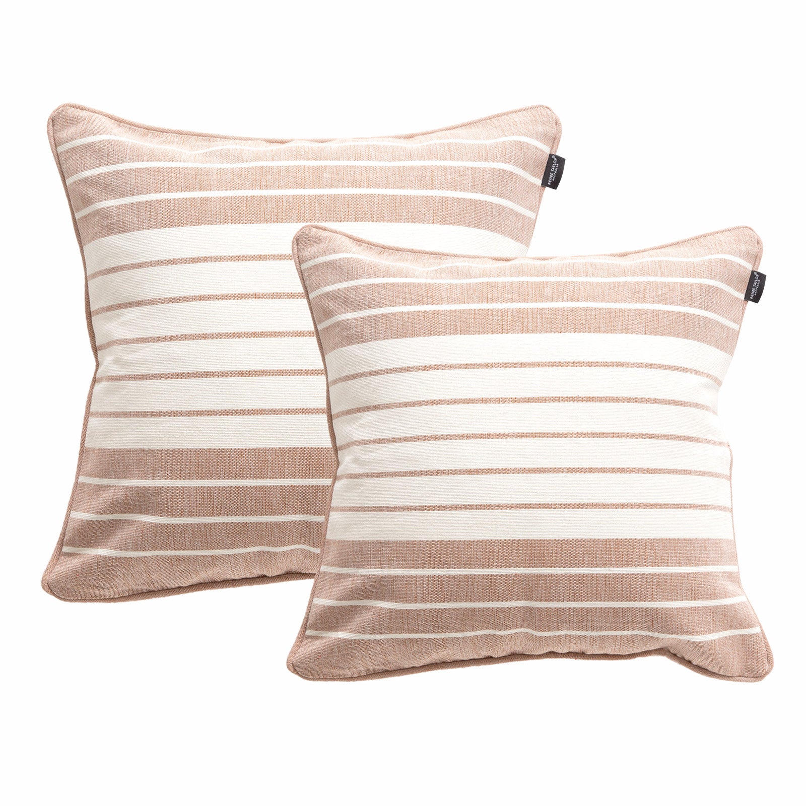 Palma Stripe Stone washed Yarn-dyed Cushion Twin Pack 50 x 50 Cms Feather Filled Copper