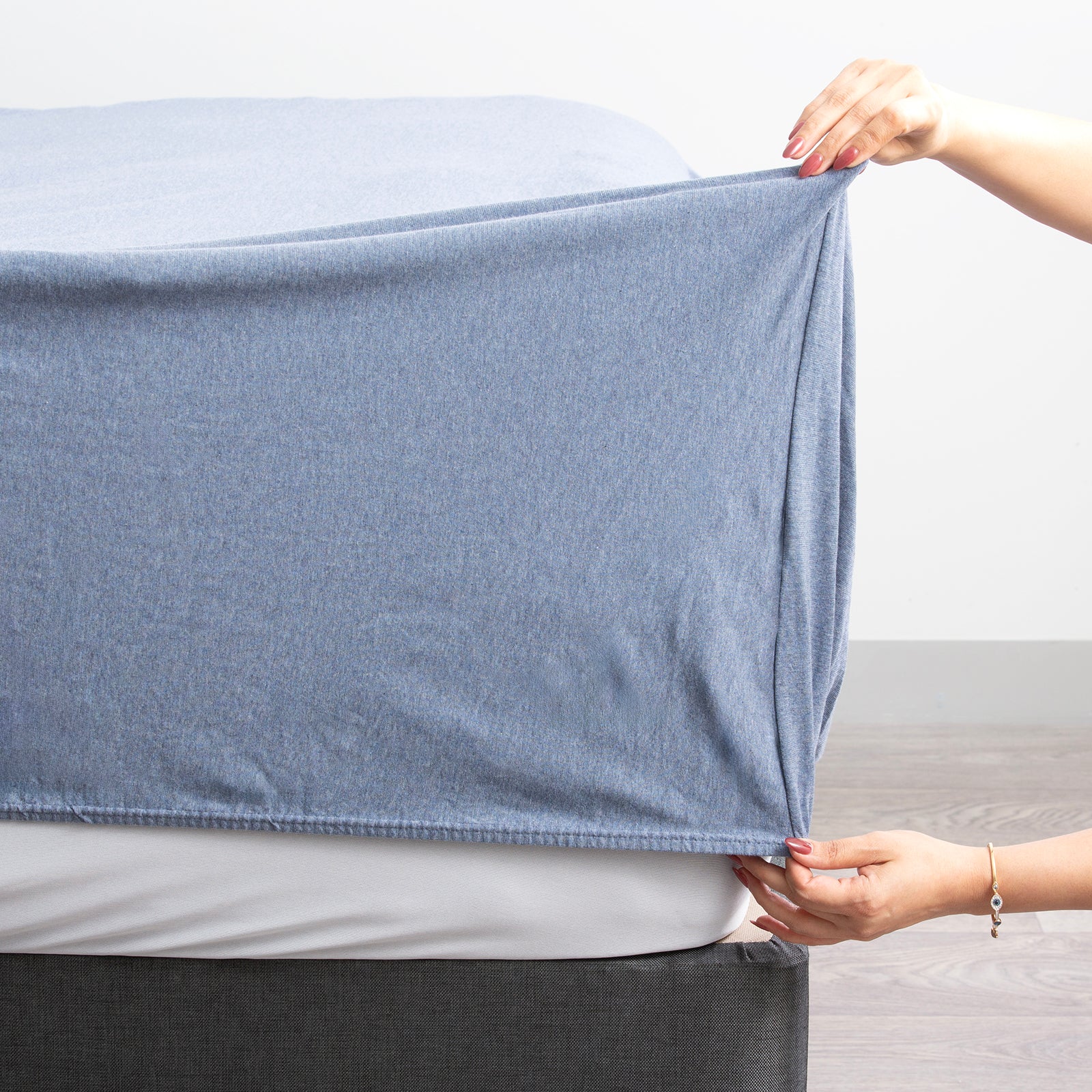 Renee Taylor Comfort T’s Organic Cotton Melange Jersey Sheet Set- Ink Renee Taylor