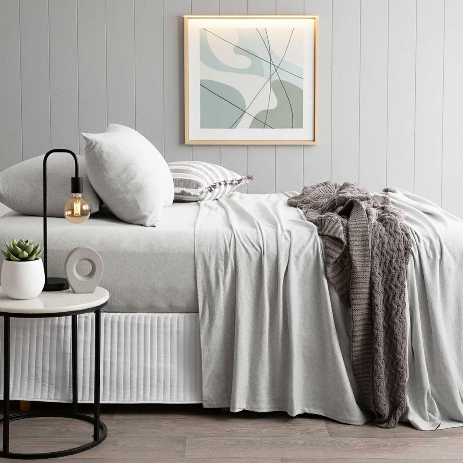 Renee Taylor Comfort T’s Organic Cotton Melange Jersey Sheet Set - Grey Marle Renee Taylor