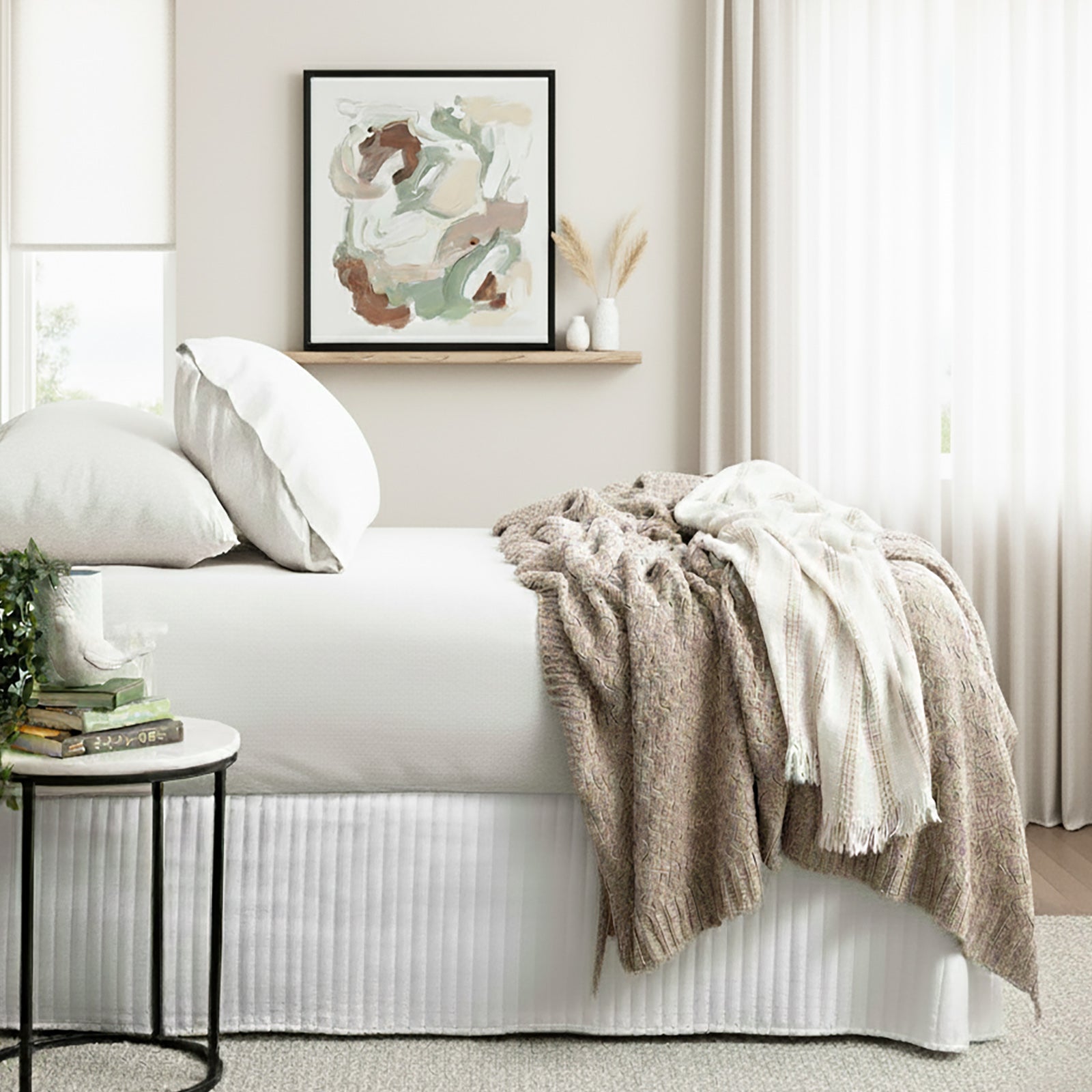 Renee Taylor Comfort T’s Organic Melange Jersey Fitted & Pillowcase - No Flat Sheet - Ecru Renee Taylor