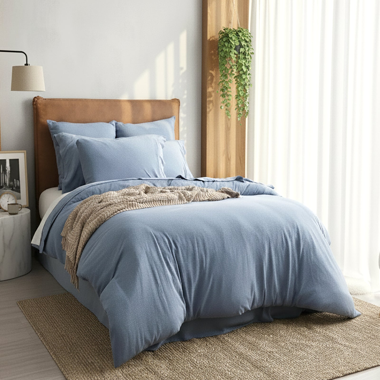 Renee Taylor Comfort T’s Organic Cotton Melange Jersey Quilt Cover Set - Ink Renee Taylor