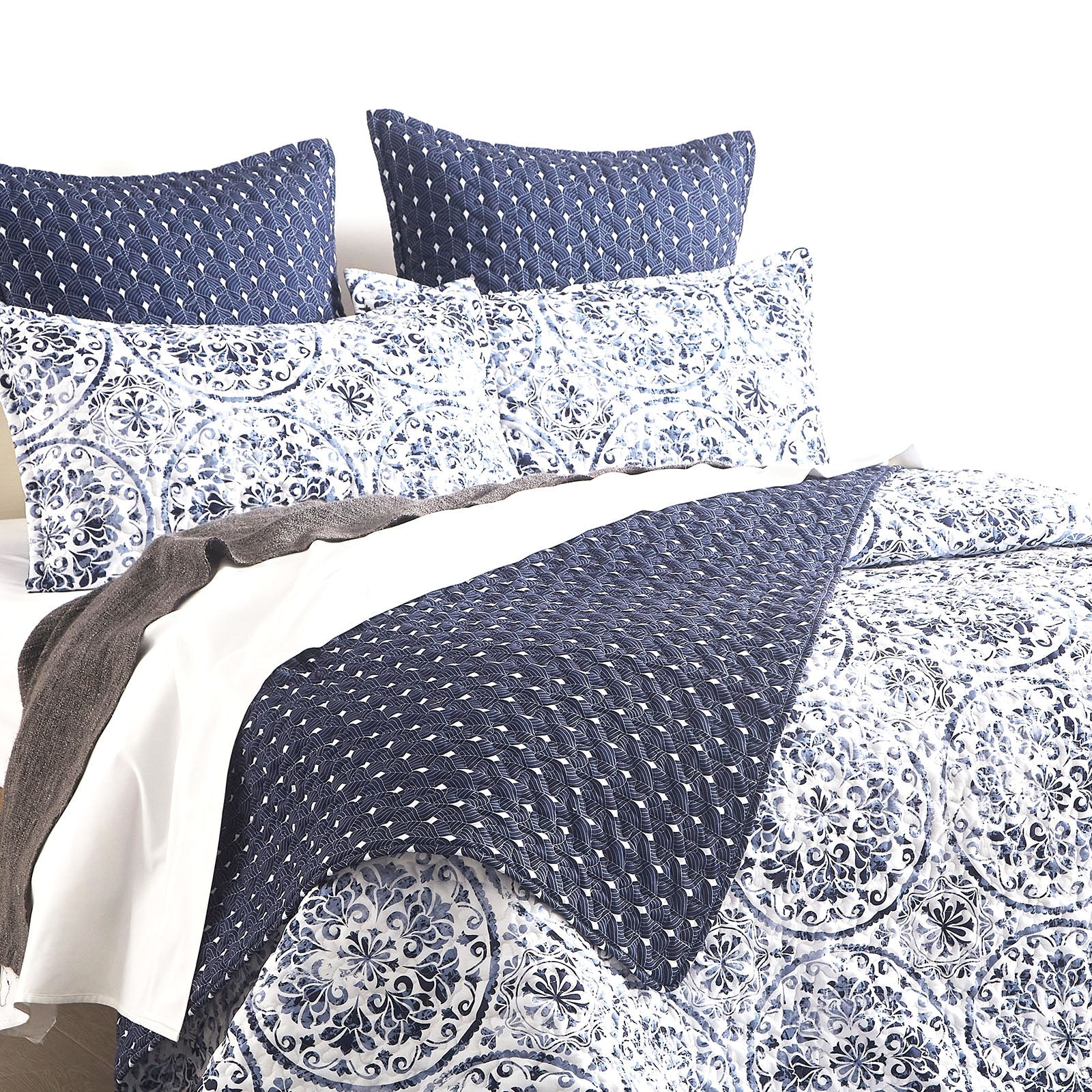 Renee Taylor Delos Quilted Reversible Coverlet Set Renee Taylor
