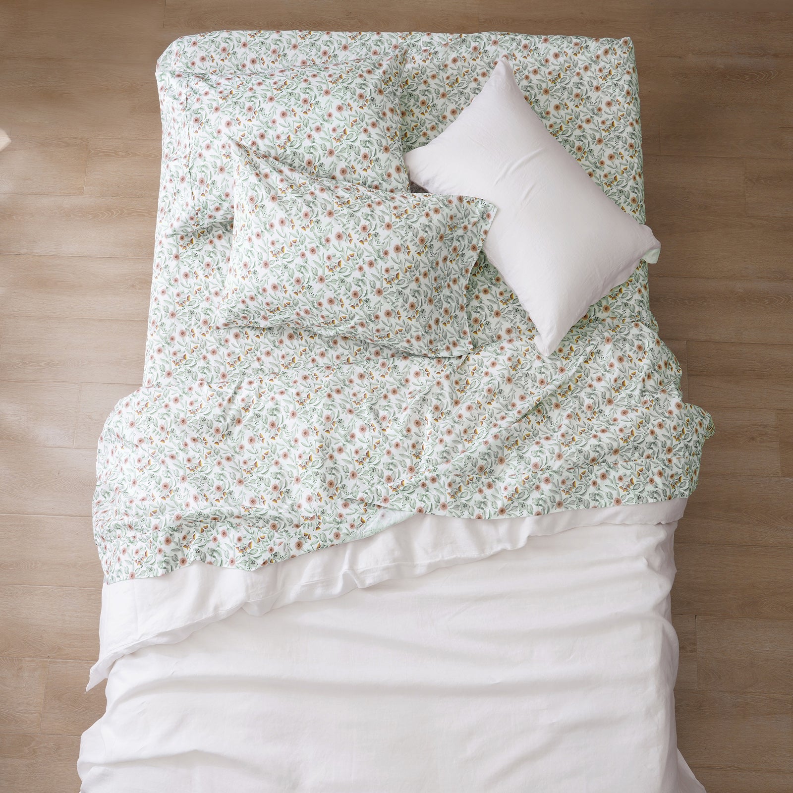 Renee Taylor Red Gum Patterned Cotton Sheet Set Double Renee Taylor