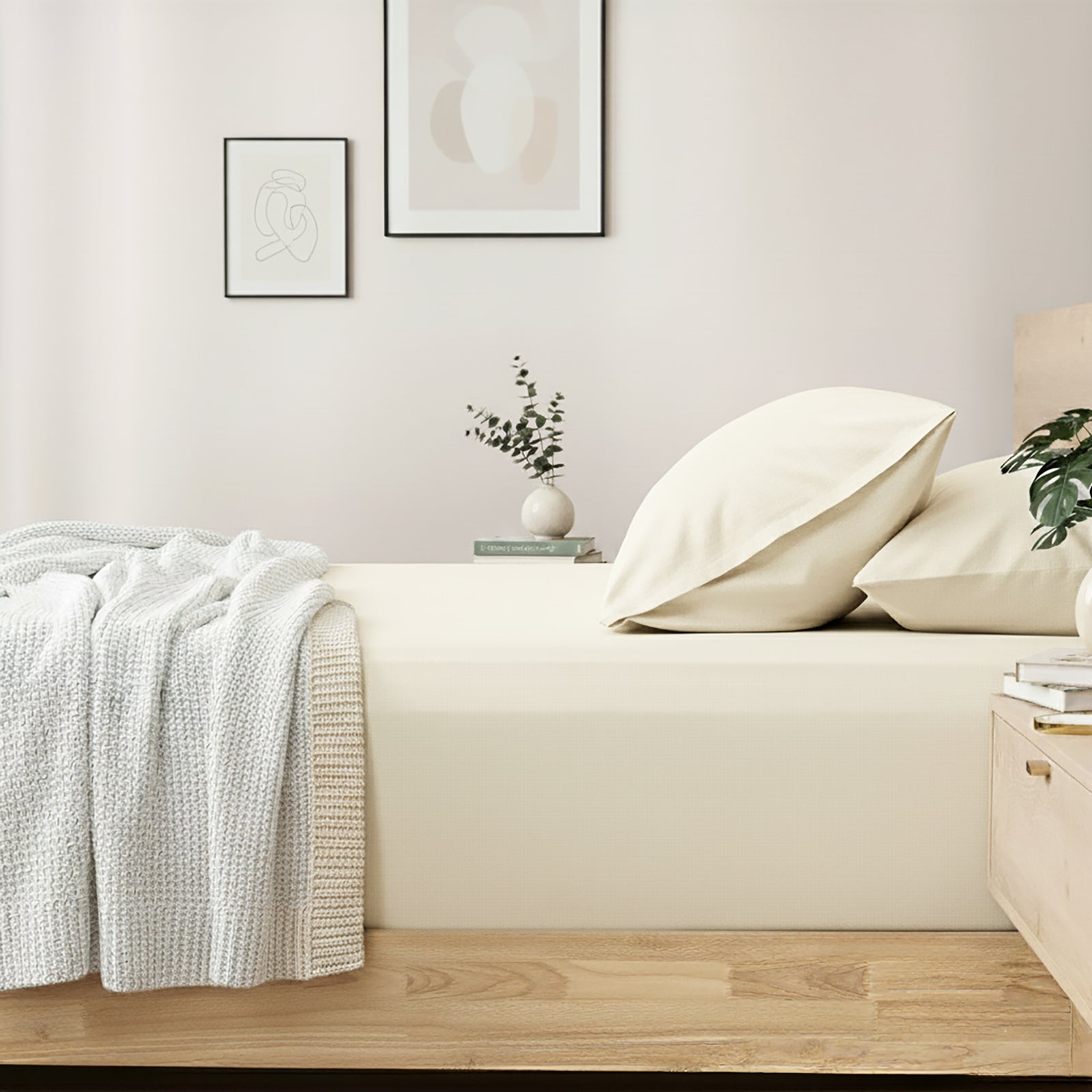 Renee Taylor 400 Thread Count Egyptian Cotton Fitted and Pillow Case Set Vanilla Renee Taylor