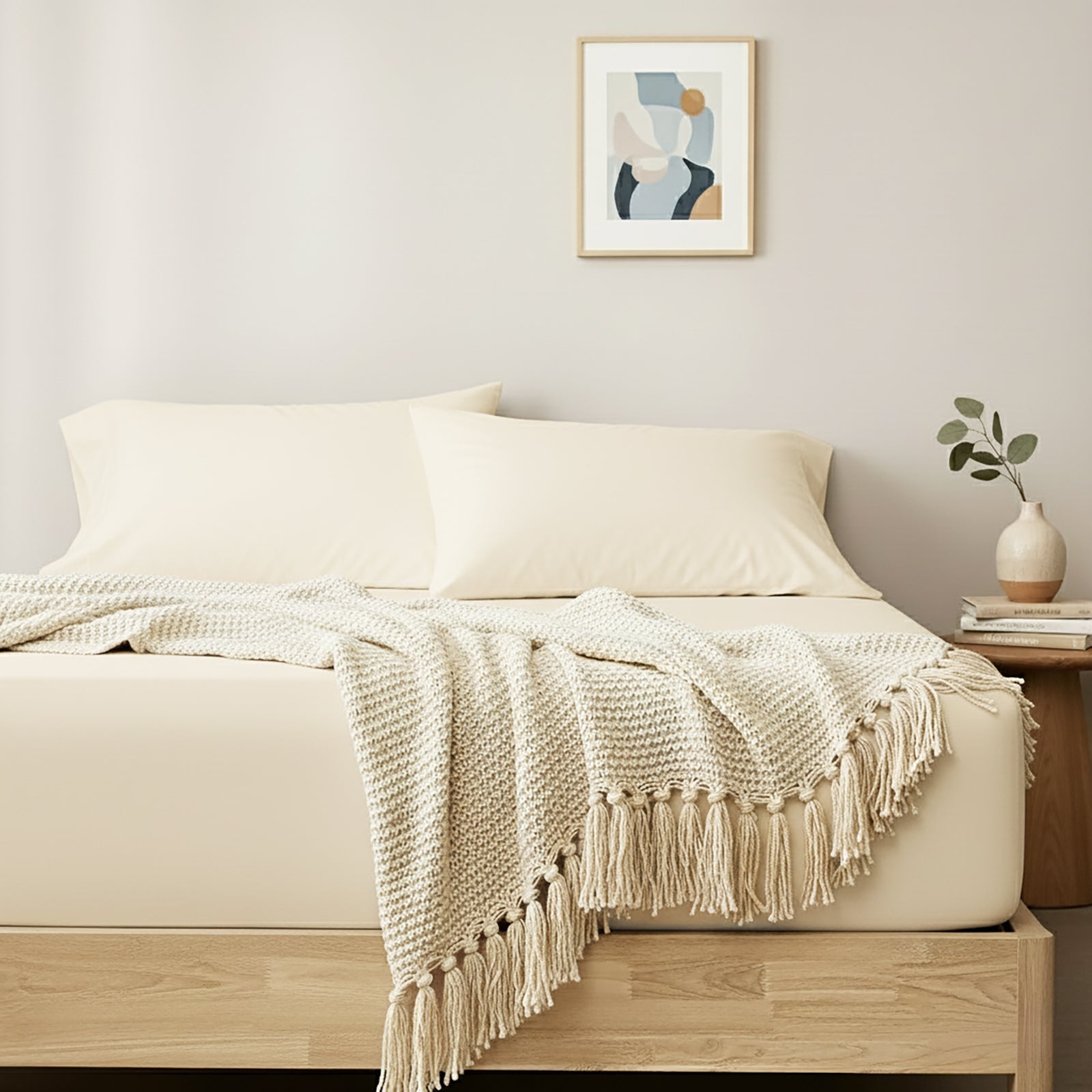 Renee Taylor 400 Thread Count Egyptian Cotton Fitted and Pillow Case Set Vanilla Renee Taylor