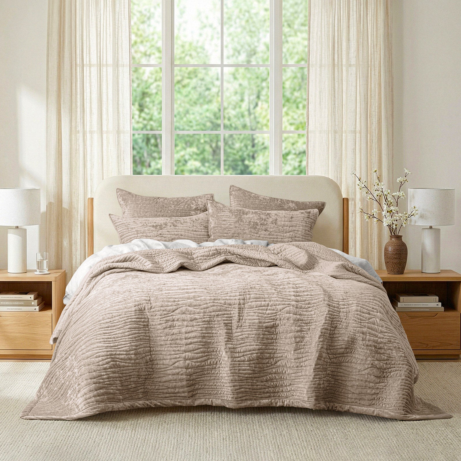 Renee Taylor Blake Velvet Coverlet Set Nude