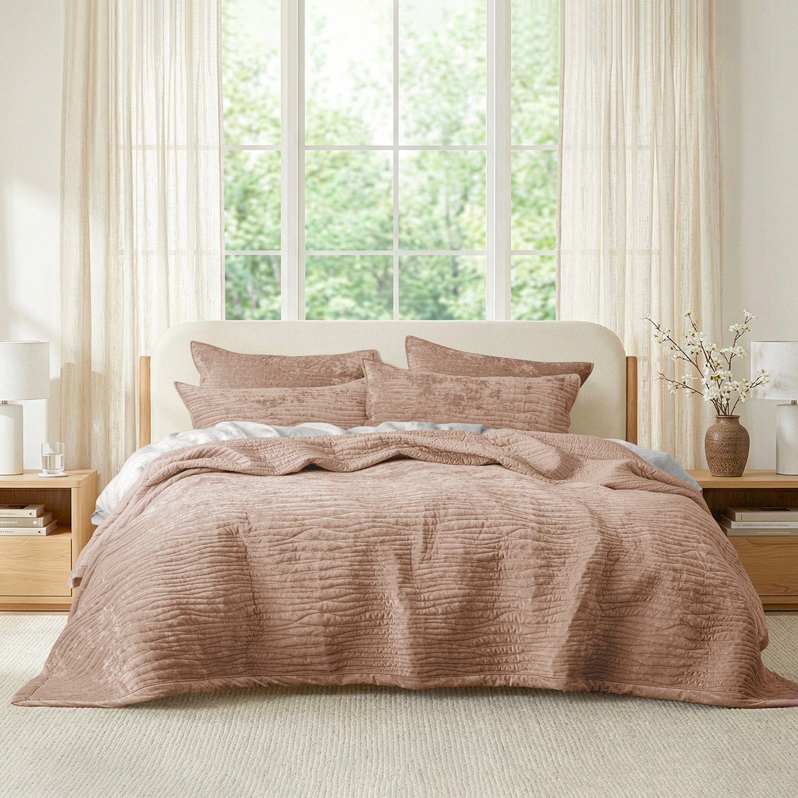 Renee Taylor Blake Velvet Coverlet Set  Wood