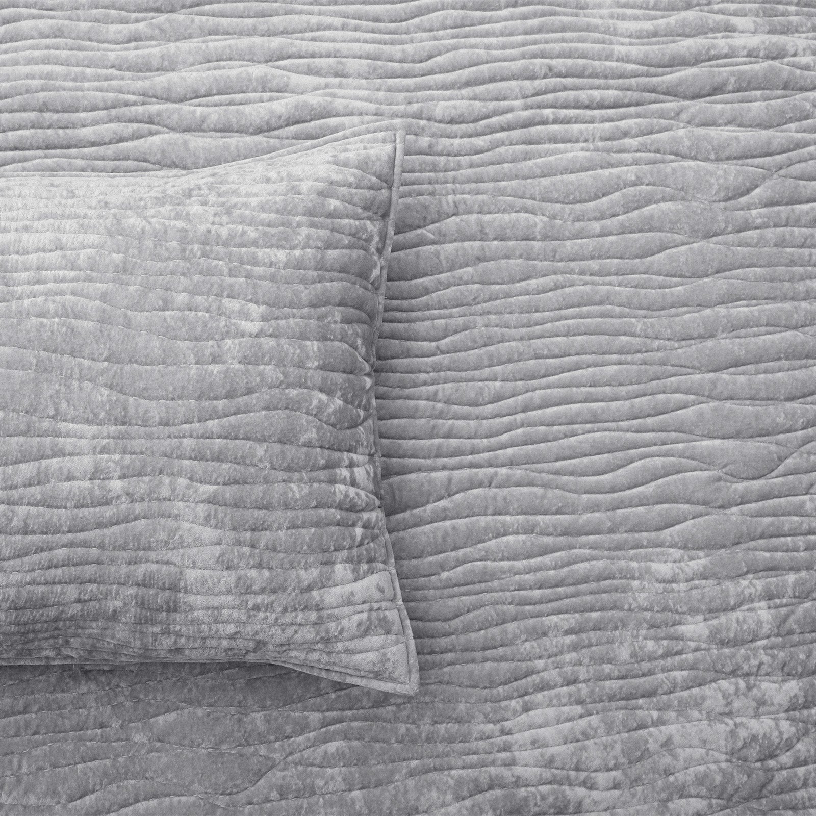 Renee Taylor Blake Velvet Coverlet Set Silver Line