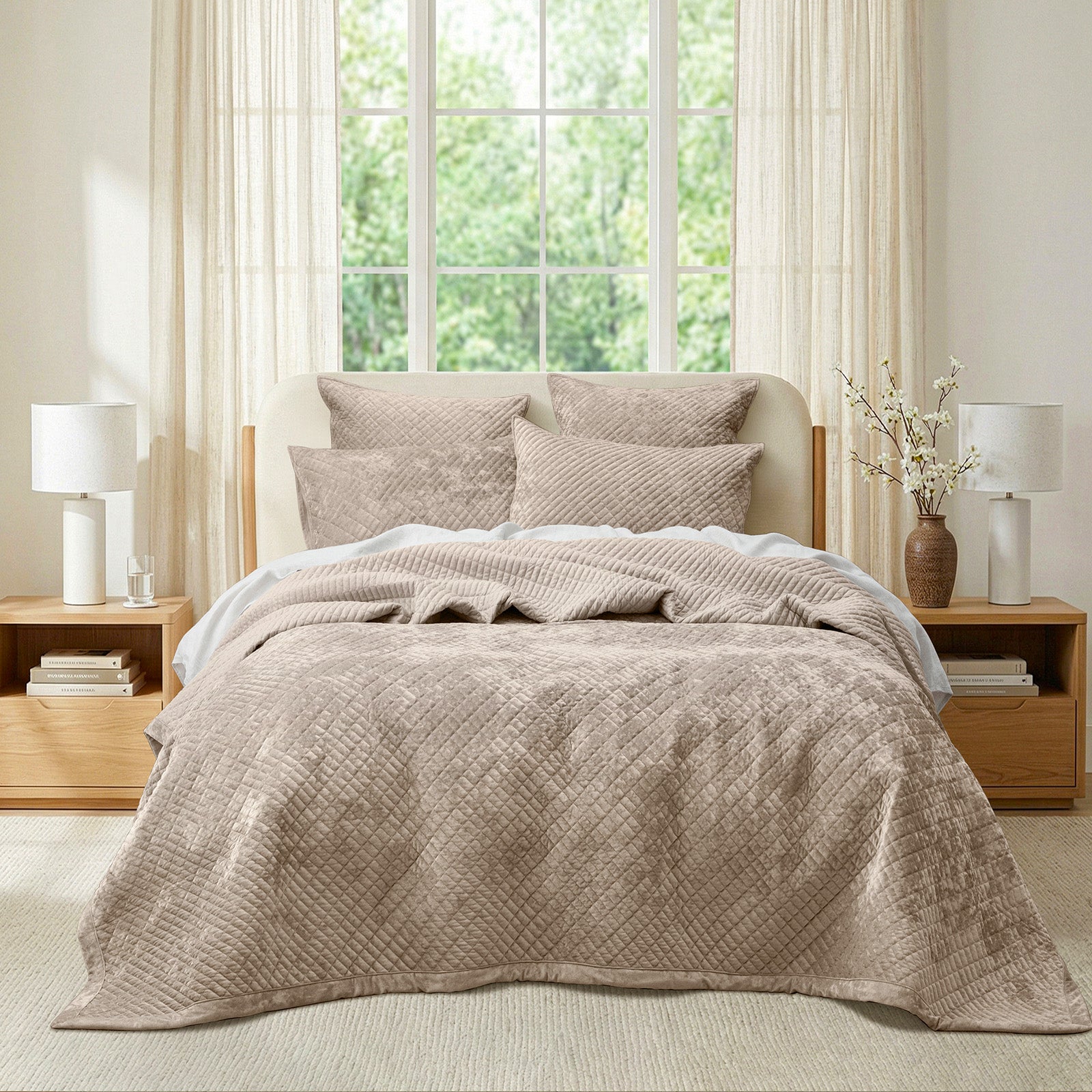 Renee Taylor Archie Cross Stitch Velvet Coverlet Set