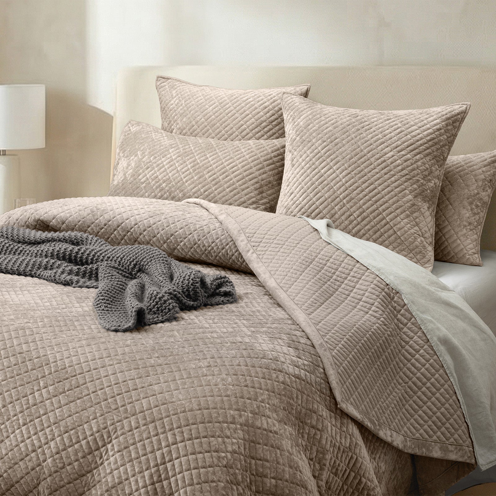 Renee Taylor Archie Cross Stitch Velvet Coverlet Set