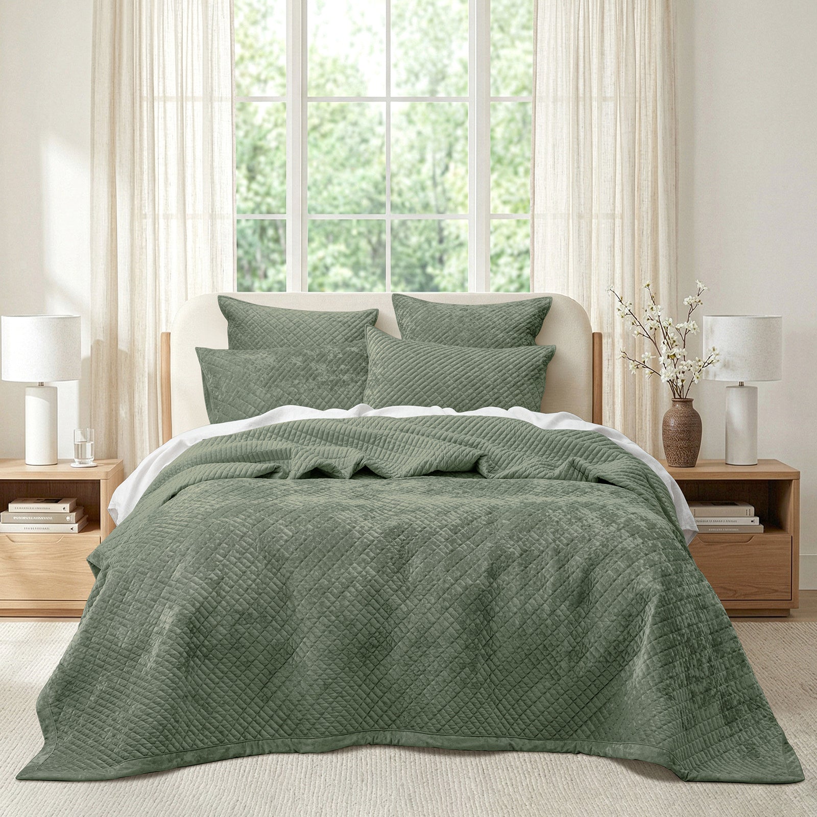 Renee Taylor Archie Cross Stitch Velvet Coverlet Set