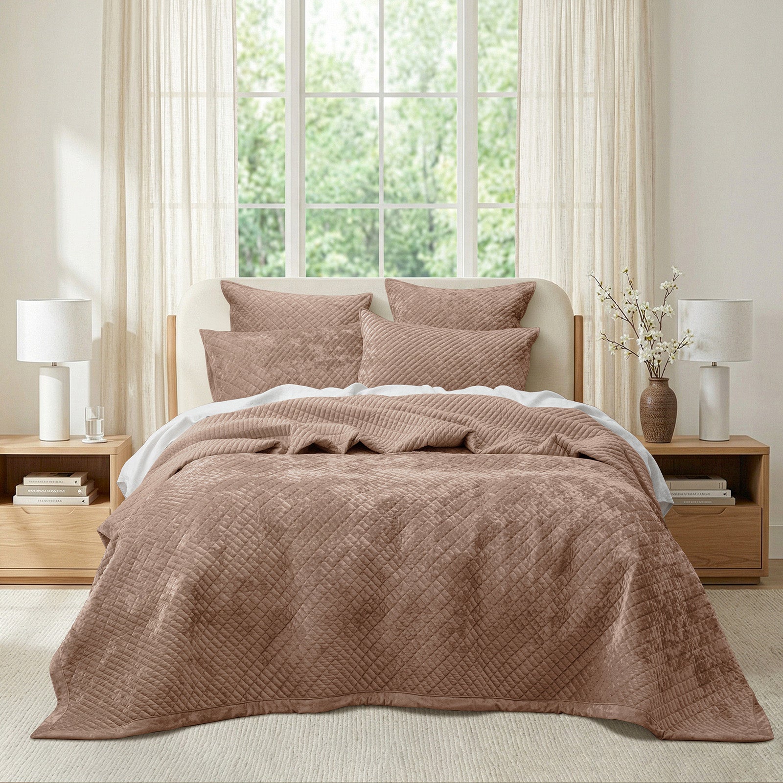Renee Taylor Archie Cross Stitch Velvet Coverlet Set