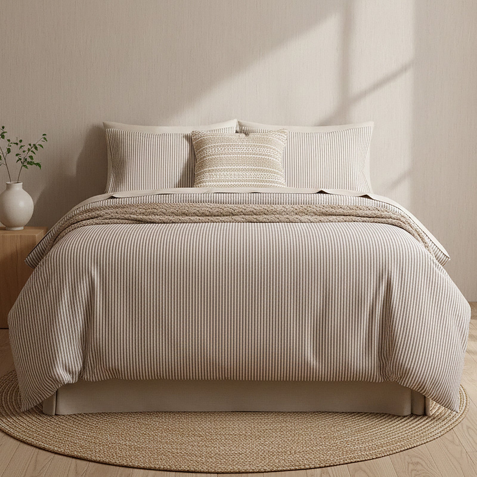 Park Avenue 175 GSM Egyptian Cotton Flannelette Quilt Cover Set Vintage Stripe