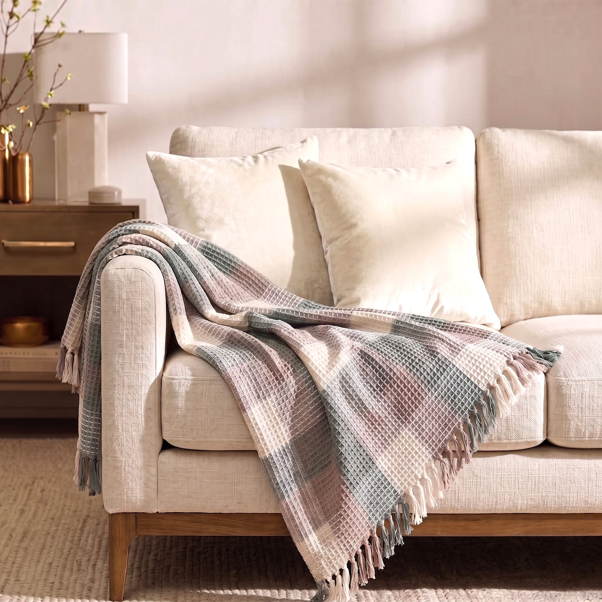 Renee Taylor Alaska Cotton Waffle Throw 130 x 170 Cms