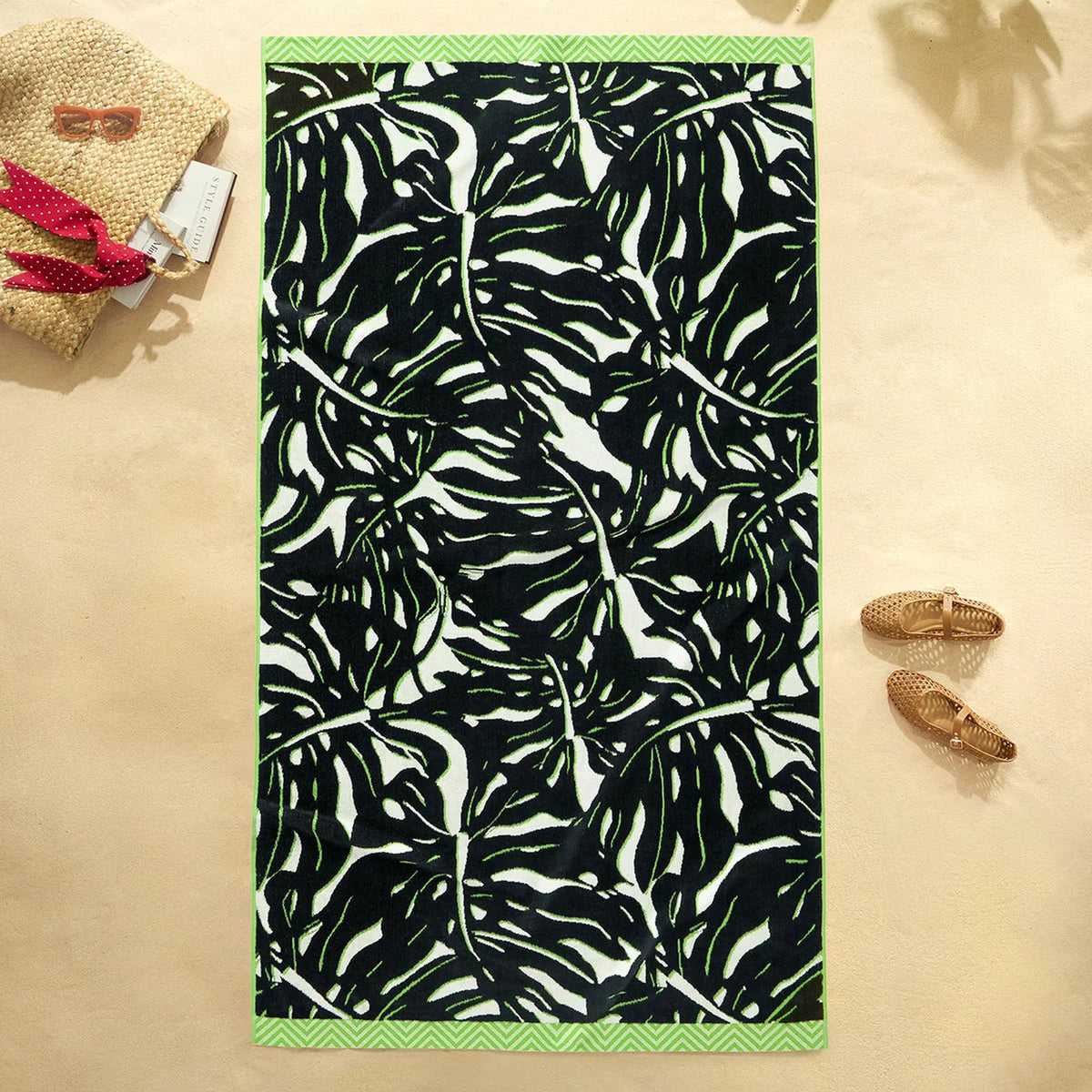 Renee Taylor 2 Pack Jacquard Velour Large Beach Towel 100 x 180 Cms