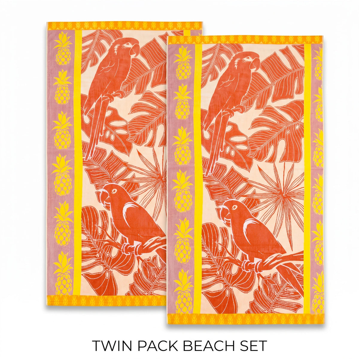 Renee Taylor 2 Pack Jacquard Velour Large Beach Towel 100 x 180 Cms