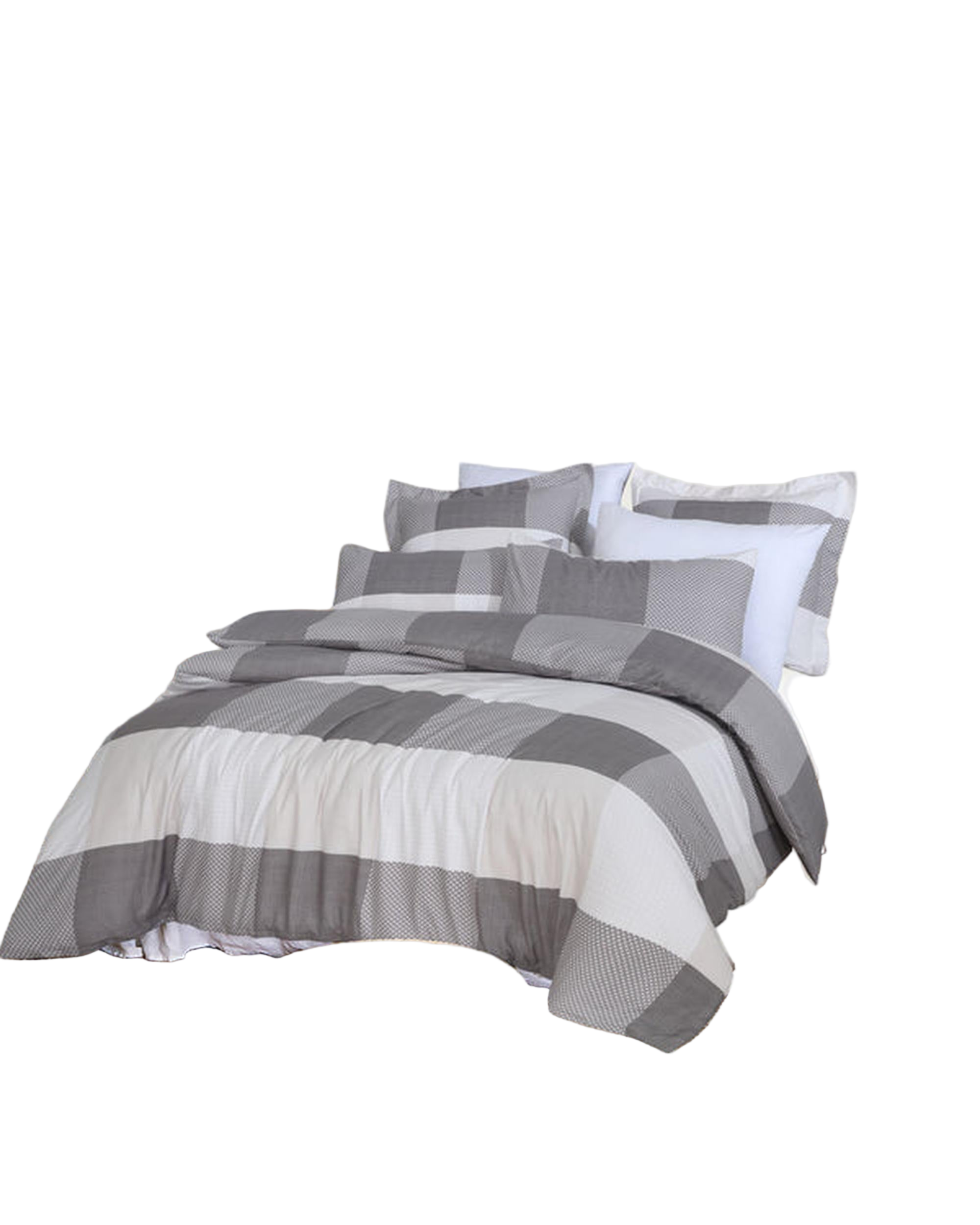 Amsons Quilt Cover Set with Extra Standard Pillow Covers - Grey Check Amsons