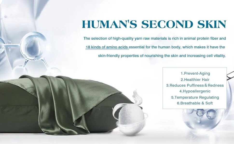 Anyhouz Pillowcase 51x66cm Blue Gray Set with Eye Mask Natural Mulberry Silk for Comfortable and Relaxing Home Bed - Standard Size