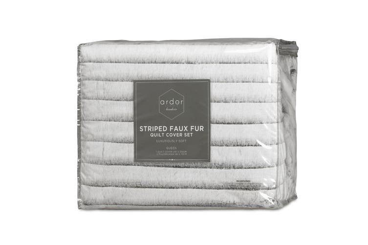 ARDOR BOUDOIR "Striped" FAUX FUR QUILT COVER SET Ardor Bedding