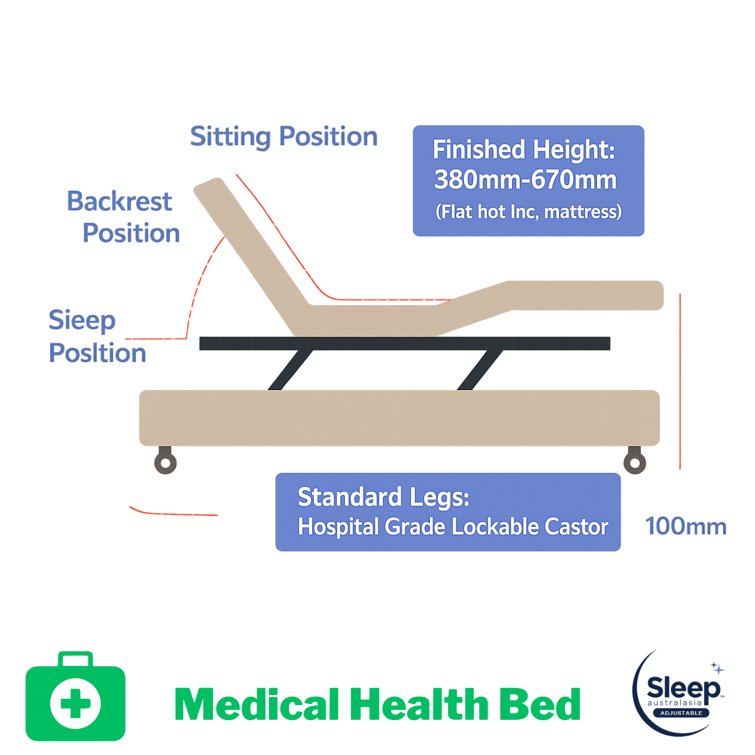 Sleep Australasia Hi-Low Ajustable Base - Model 460