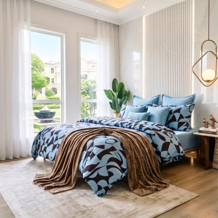 Amsons Scandi Aquafern Pure Cotton Bedding | Modern Bedroom Collection