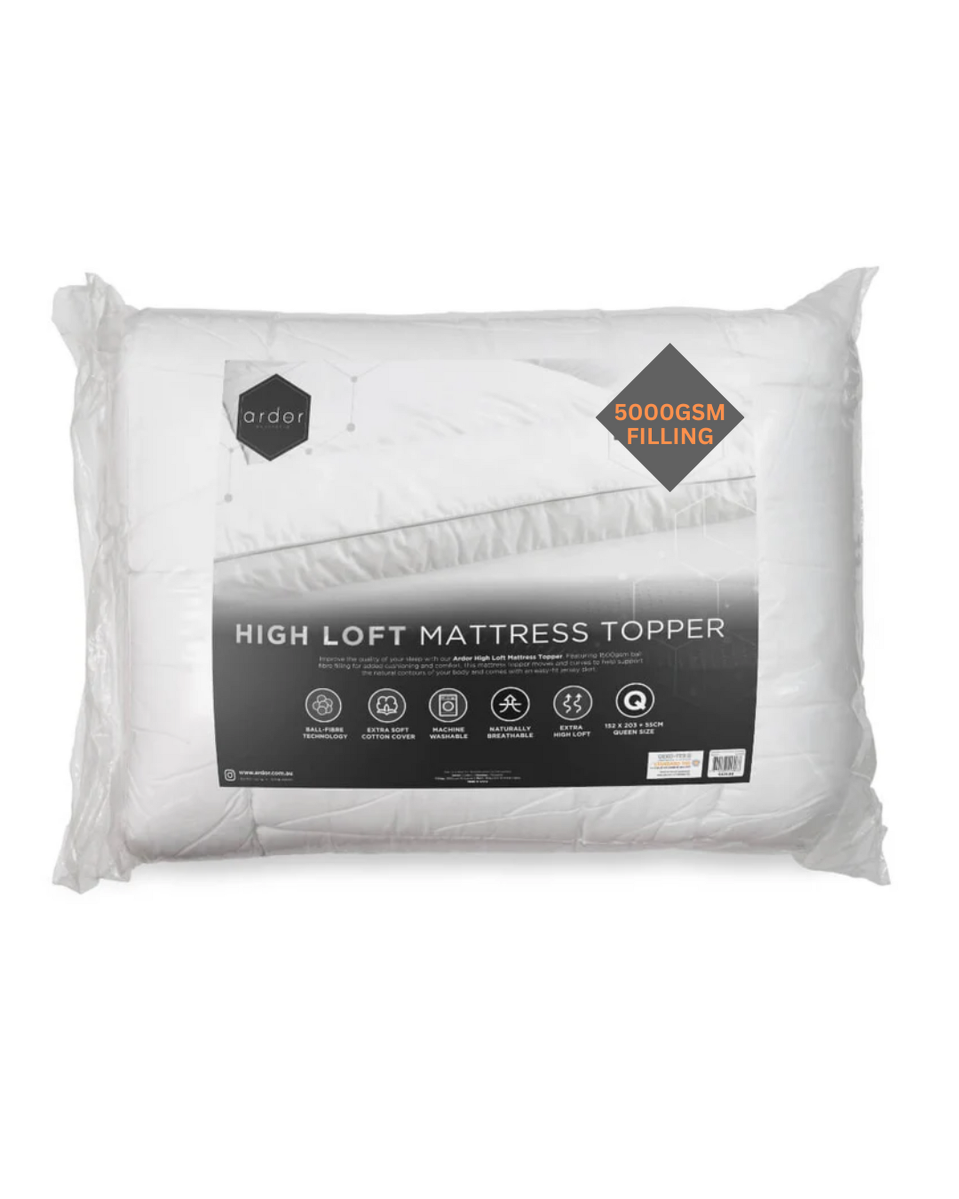 ARDOR 5000GSM MEGA LOFT MATTRESS TOPPER Ardor Bedding