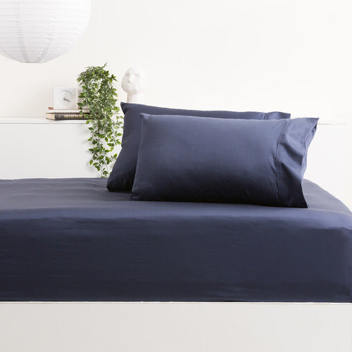 Bas Phillips Bamboo & Cotton 400TC Blend Sheet Set - NAVY Bas Phillips