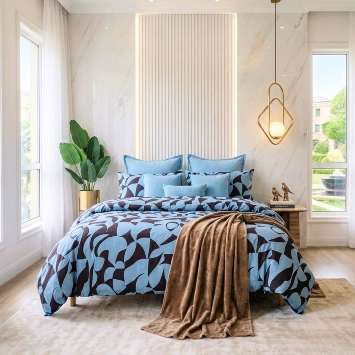 Amsons Scandi Aquafern Pure Cotton Bedding | Modern Bedroom Collection
