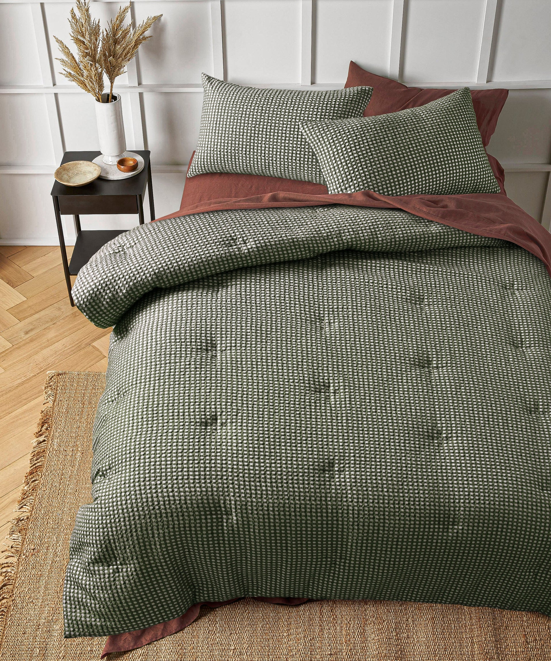 Accessorize | Hokey Pokey Waffle Green Quilt Cover Set Accessorize