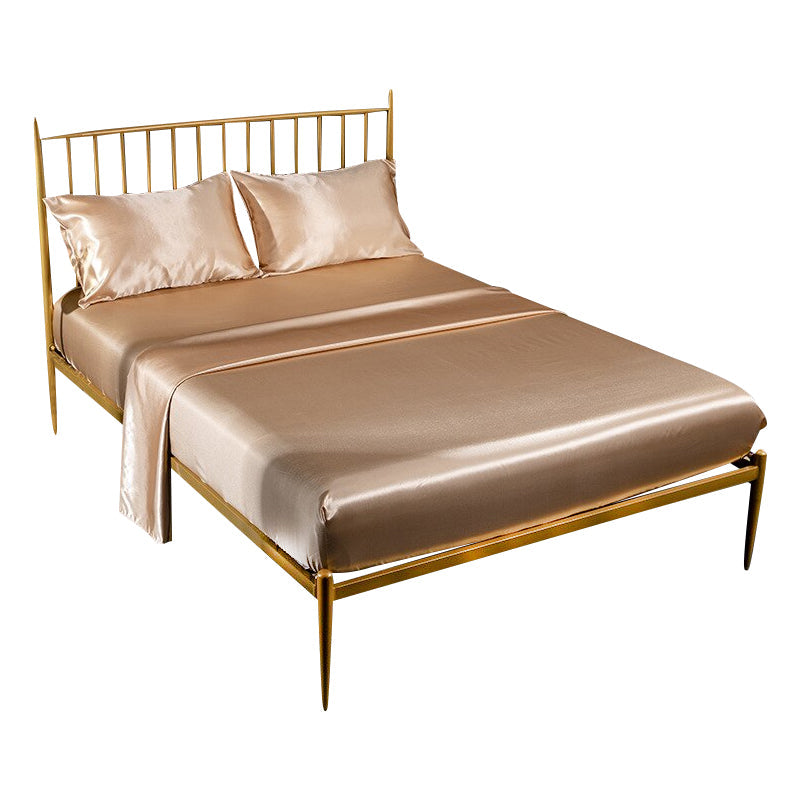 Anyhouz Fitted Sheet Silky Sheet Set with Pillow Cases - King - Camel