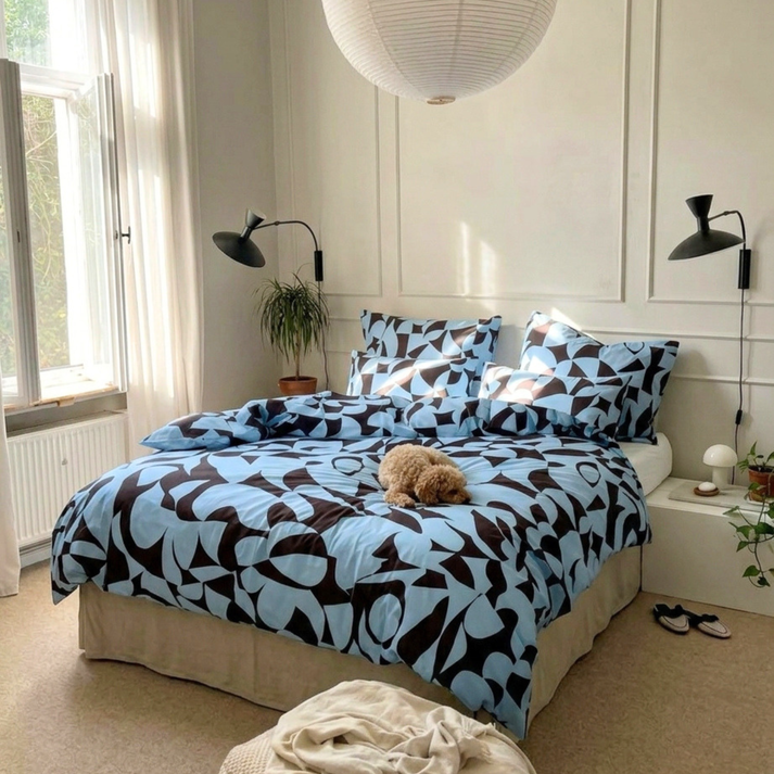 Amsons Scandi Aquafern Pure Cotton Bedding | Modern Bedroom Collection