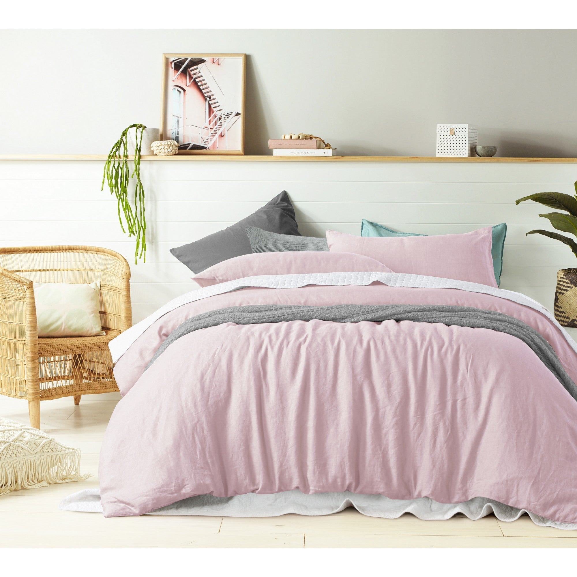 Vintage Design Blush French Linen Quilt Cover Set Vintage Design