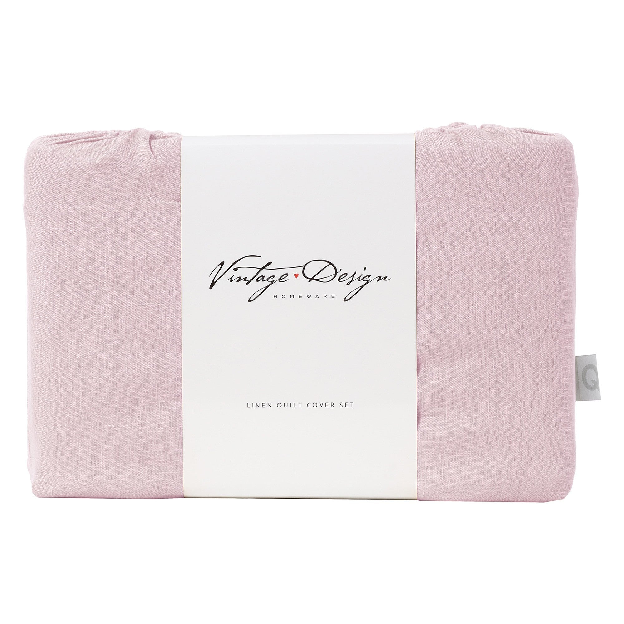 Vintage Design Blush French Linen Quilt Cover Set Vintage Design