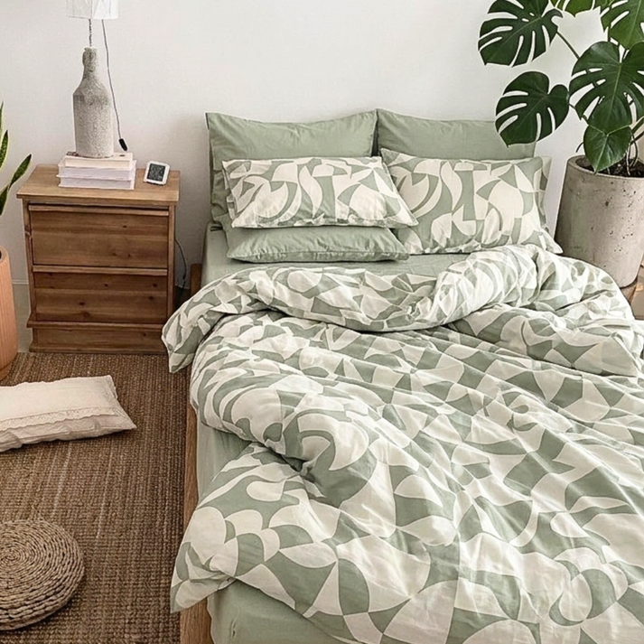 Amsons Scandi Sage Pure Cotton Quilt Cover Set | Scandinavian Style