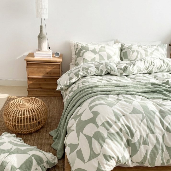Amsons Scandi Sage Pure Cotton Quilt Cover Set | Scandinavian Style