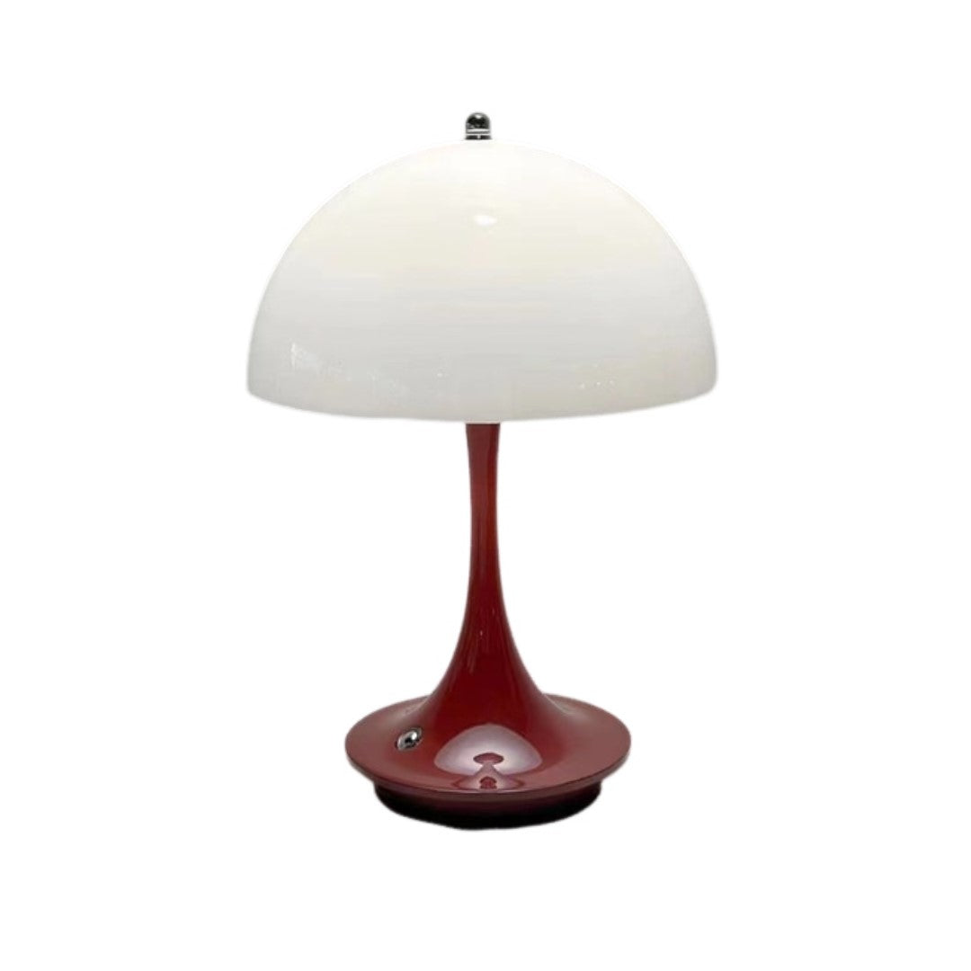 Anyhouz Luxury Lamp Red Body Mushroom Home Decor Wirless Rechargeable Table Accents for Bedroom Hotel Living Room