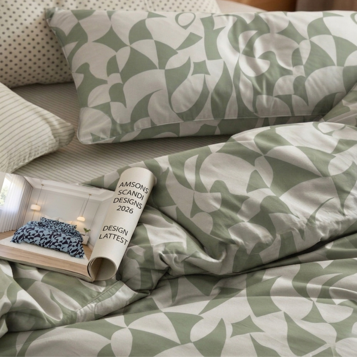 Amsons Scandi Sage Pure Cotton Quilt Cover Set | Scandinavian Style