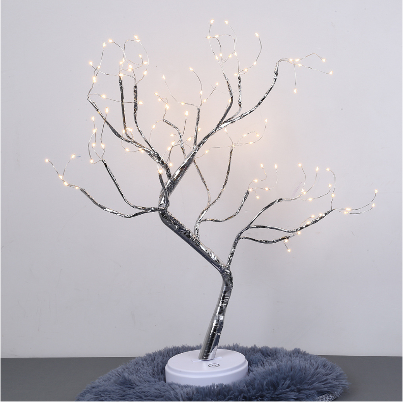 Anyhouz Table Lamp White 108 LED Bonsai Tree Desk Light USB Rechargeable For Living Room