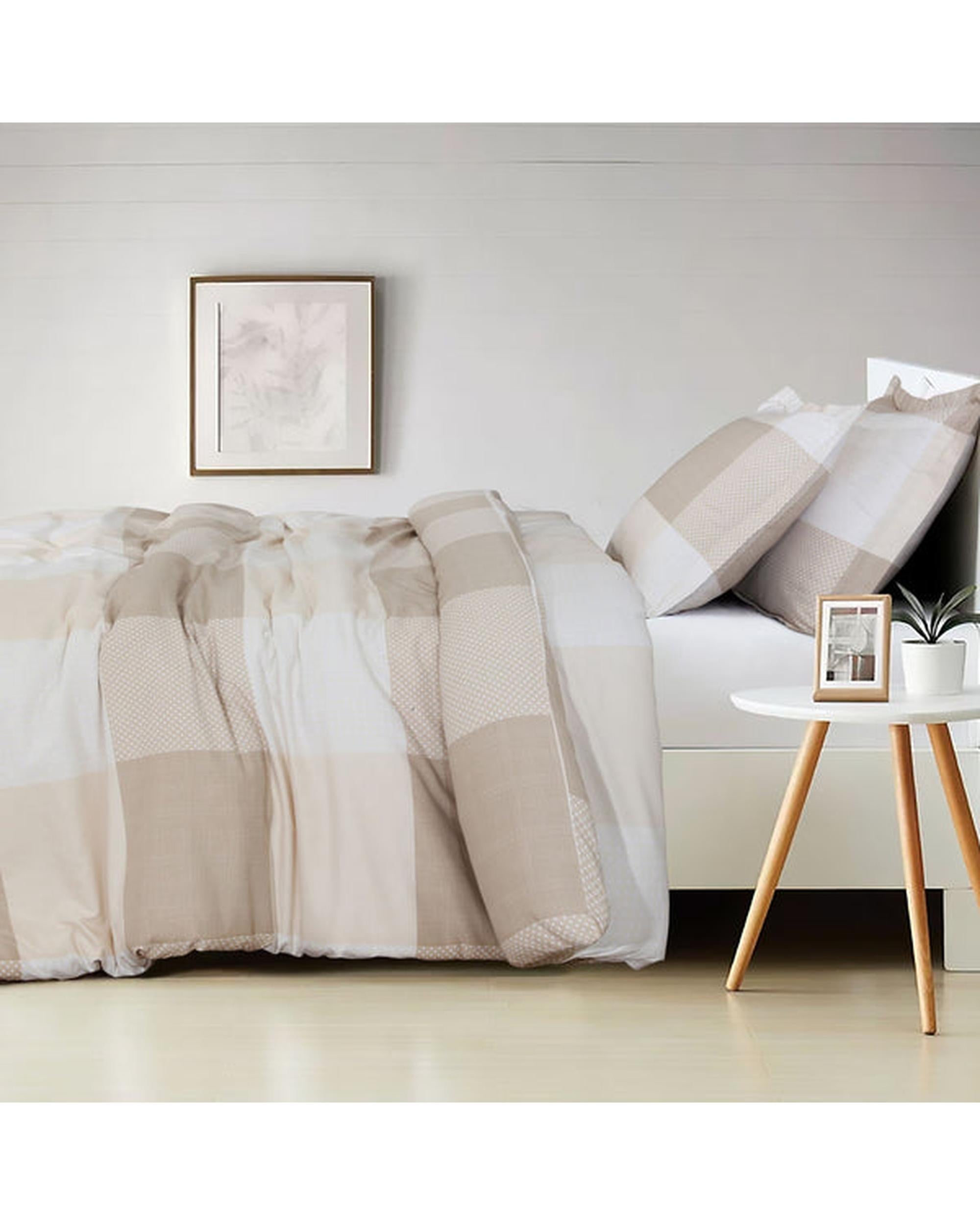Amsons Quilt Cover Set - Beige Check