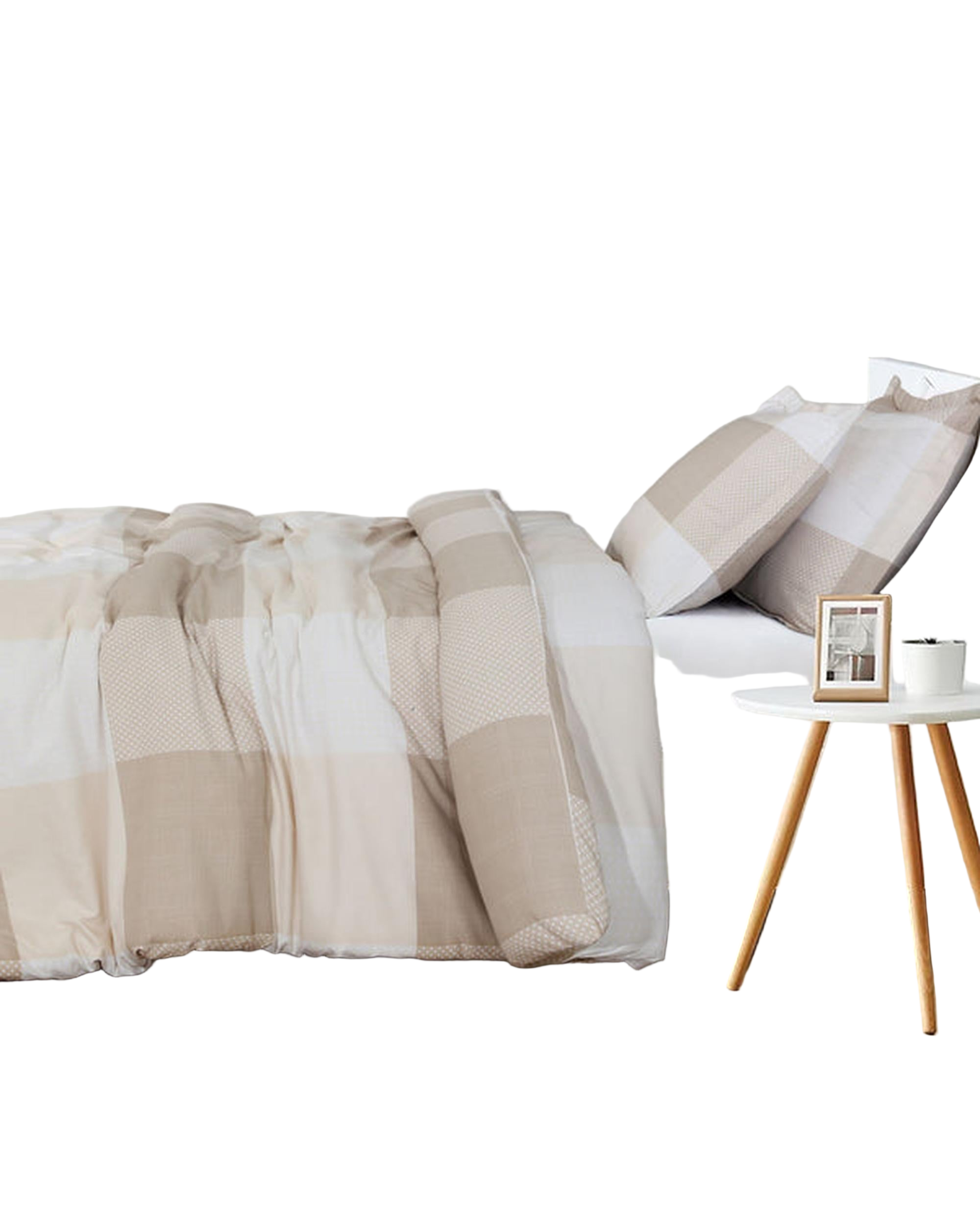 Amsons Quilt Cover Set - Beige Check Amsons