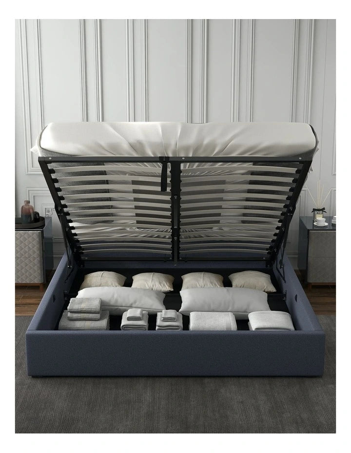 Milano Capri Luxury Gas Lift Bed With Headboard  - Charcoal Milano Decor