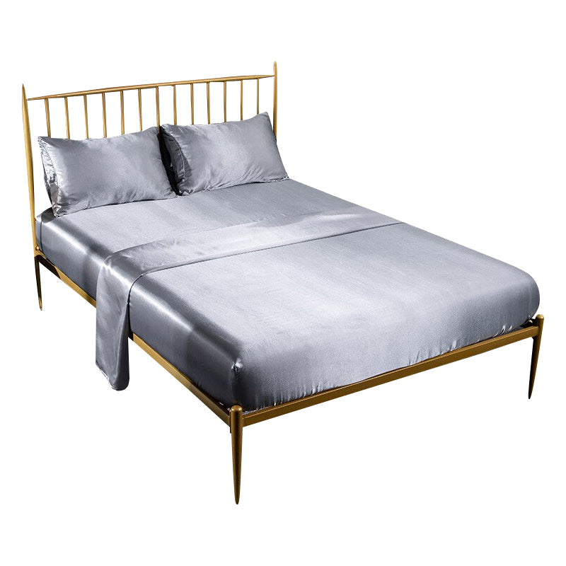 Anyhouz Fitted Sheet Silky Sheet Set with Pillow Cases - King - Grey