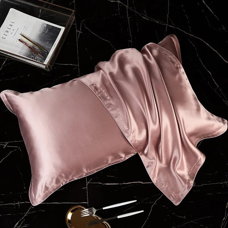 Anyhouz Pillowcase 50x90cm Pink Pure Real Silk For Comfortable And Relaxing Home Bed - King Size